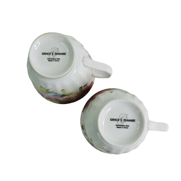 Tea or Coffee Cups Graceware Grace's Teaware Pink Blue Floral Pattern 3" x 3.5" - Picture 3 of 9